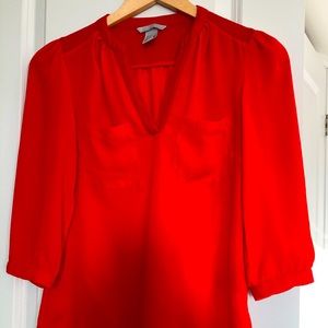 H&M Red 3/4 Sleeve Top